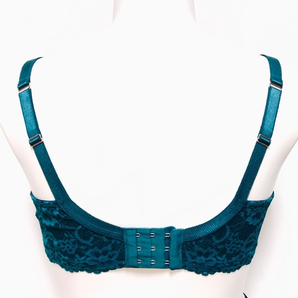 Savage x Fenty Bra Floral Lace Unlined Womens Plus Size 38DD Hunter Green Sexy - Picture 2 of 10